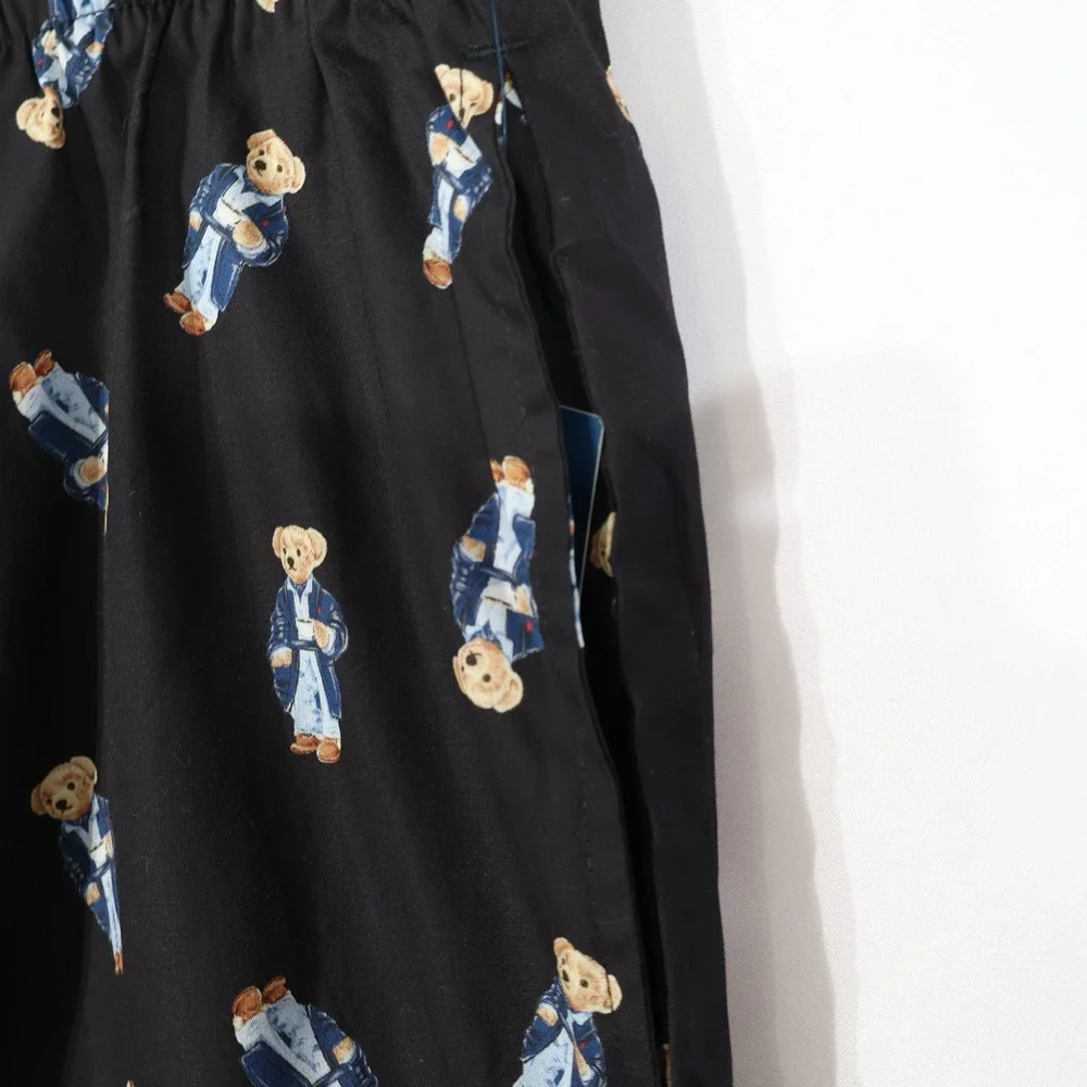 Polo Ralph Lauren Pajama Set Mens L White Black Bear Graphic Preppy $99 NWD